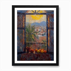 Window View Of Marrakech In The Style Of Impressionism 2 Art Print