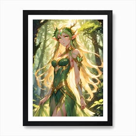 An Beautiful Elf in the Forest Art Print