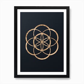 Abstract Geometric Gold Glyph on Dark Teal n.0333 Art Print