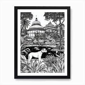 Drawing Of A Dog In Royal Botanic Gardens, Melbourne Australia In The Style Of Black And White Colouring Pages Line Art 02 Art Print