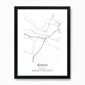 Belton,United States Minimalist Map Art Print