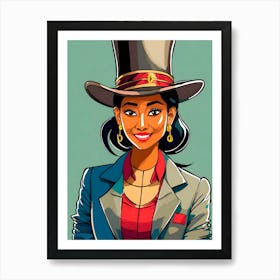 Portrait Of A Woman In A Top Hat Art Print