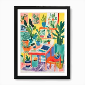 Colorful Living Room With Plants Art Print