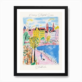 Poster Of Stockholm, Dreamy Storybook Illustration 3 Art Print