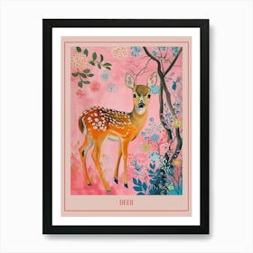 Floral Animal Painting Deer 4 Poster Art Print