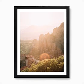 Greek Sunset Monastery Art Print