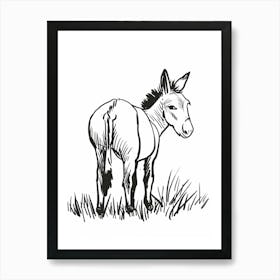 B&W Donkey Art Print