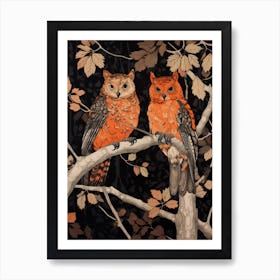 Art Nouveau Birds Poster Eastern Screech Owl 2 Art Print