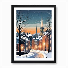 Winter Travel Night Illustration St Andrews United Kingdom 4 Art Print