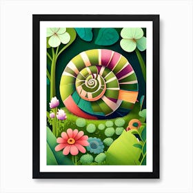 Garden Snail In Park Patchwork Art Print