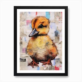 Mixed Media Paint Duckling Collage 2 Art Print