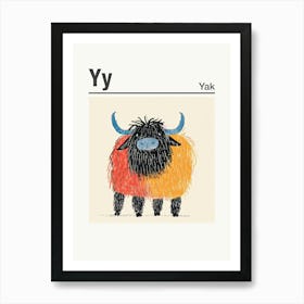 Animals Alphabet Yak 4 Art Print