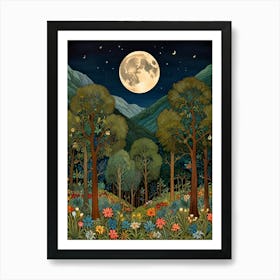 William Morris Moonlight In The Forest 29 Art Print