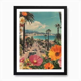 Cannes   Floral Retro Collage Style 1 Art Print