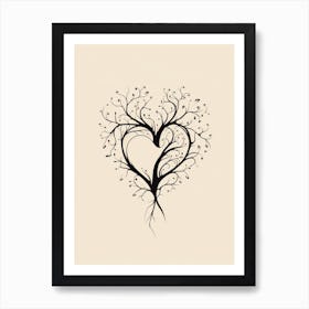 Cream & Black Tree Heart  2 Art Print