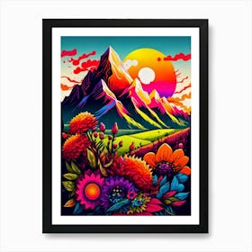 Colorful Mountain Landscape Art Print