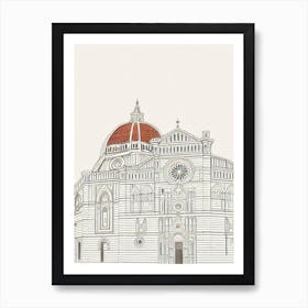 Florence Cathedral Italy Boho Landmark Illustration Art Print