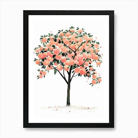 Peach Tree Pixel Illustration 4 Art Print