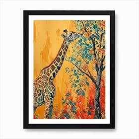 Giraffe Against The Tree 1 Art Print