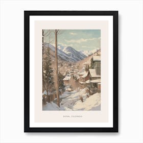 Vintage Winter Poster Aspen Colorado 1 Art Print