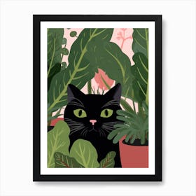 Black Cat And House Plants 7 Art Print
