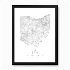 Ohio Minimal Street Map Art Print