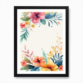 Watercolor Floral Frame 1 Art Print