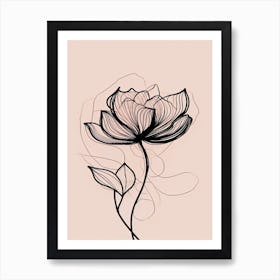 Line Art Lotus Flowers Illustration Neutral 10 Art Print