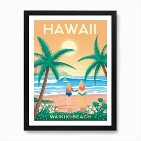 Hawaii Waikiki Beach Art Print