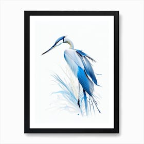 Blue Heron Aerial View Impressionistic 2 Art Print