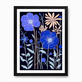 Blue Flower Illustration Love In A Mist Nigella 3 Art Print