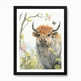 Storybook Animal Watercolour Bison 2 Art Print