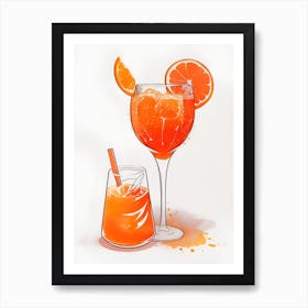 Aperol With Ice And Orange Watercolor Vertical Composition 31 Art Print