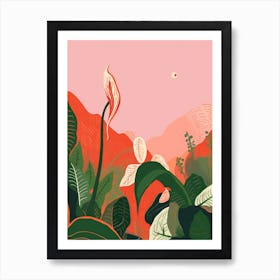 Boho Plant Painting Peace Lily 2 Art Print