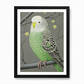 Ohara Koson Inspired Bird Painting Budgerigar 1 Art Print