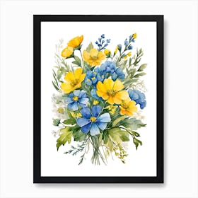 Watercolor Flowers Bouquet Art Print