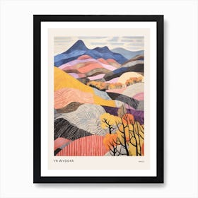 Yr Wyddfa Wales Colourful Mountain Illustration Poster Art Print