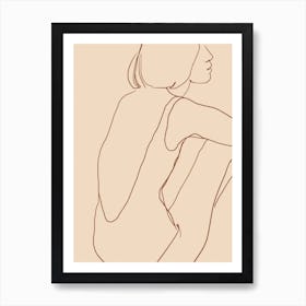 Female Silhouette On Beige Art Print