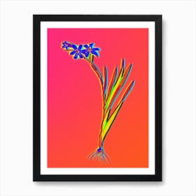 Neon Gladiolus Botanical in Hot Pink and Electric Blue n.0200 Art Print