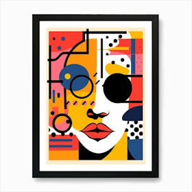 Geometric Face With Patterns And Sunglasses 3 Art Print