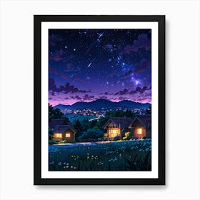 Night Sky Anime aesthetic 8 Art Print