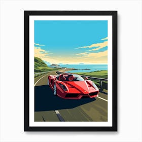 A Ferrari Enzo In Causeway Coastal Route Illustration 4 Art Print