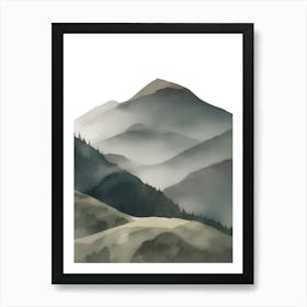 Watercolor Mountain Landscape Art Print