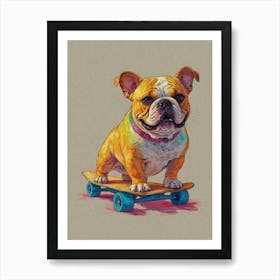 French Bulldog On Skateboard Art Print