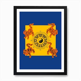 Bagua Tigers Blue Art Print