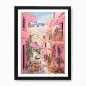 Kusadasi Turkey 1 Vintage Pink Travel Illustration Art Print