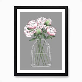 Peony Flowers, Peonies In Vase Art Print