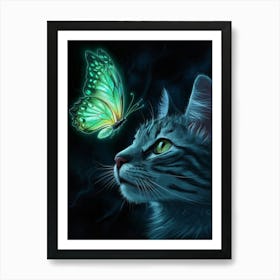 Butterfly Cat Art Print