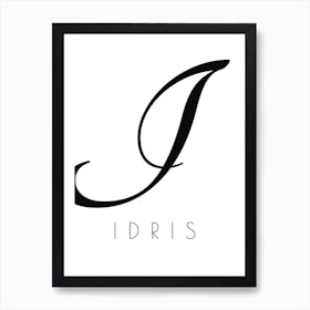 Idris Typography Name Initial Word Art Print