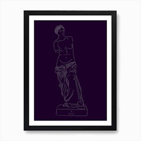 Venus de Milo Line Drawing - Purple Art Print